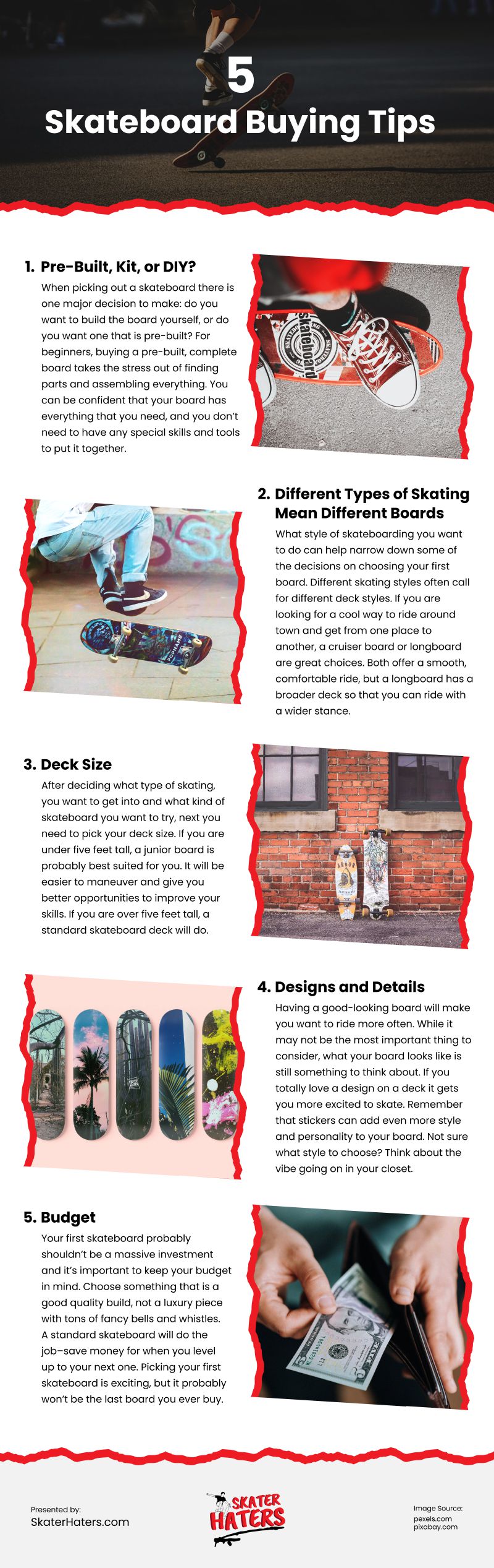 5 Skateboard Buying Tips Infographic