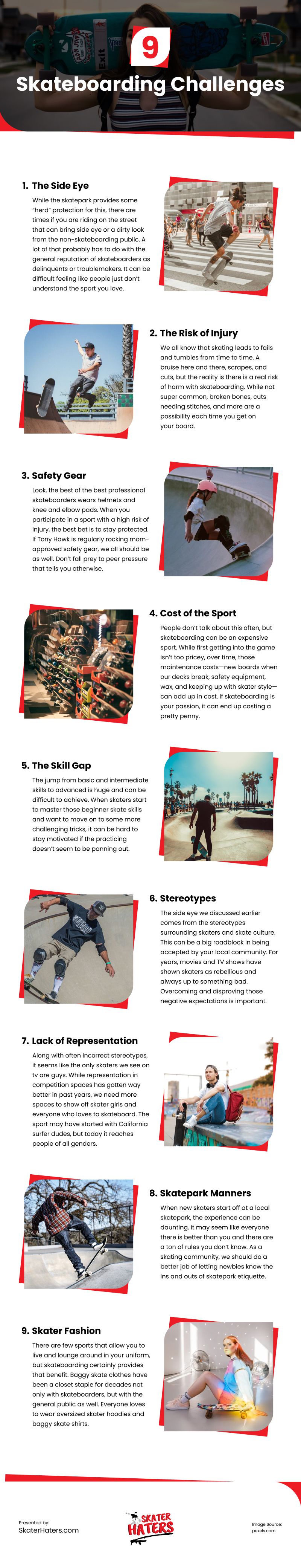 9 Skateboarding Challenges Infographic